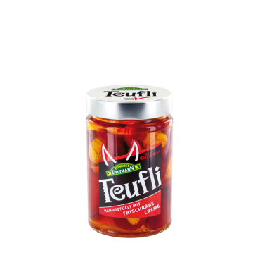 Červené feferony plněné sýrem pikantní 290g
